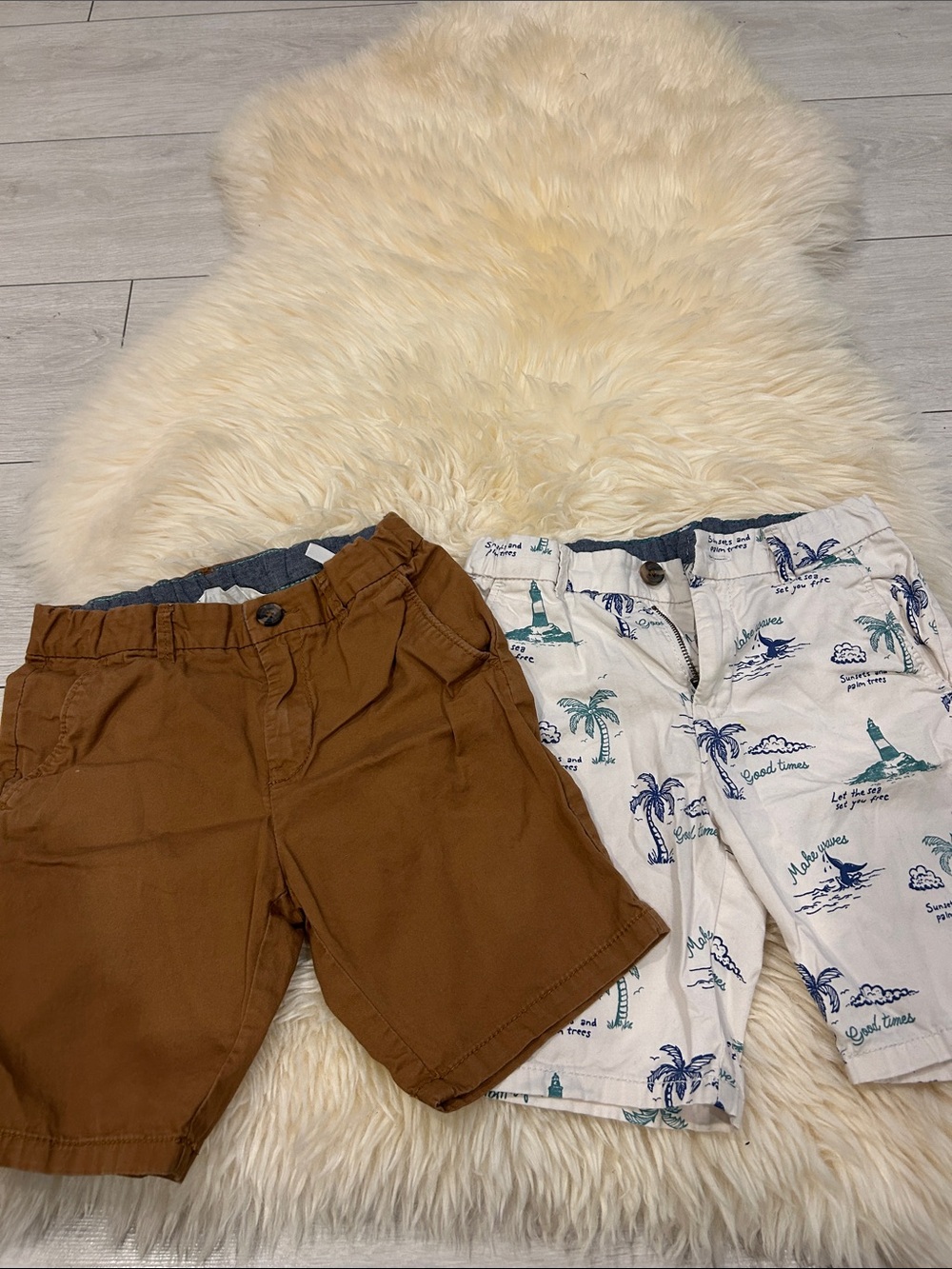 H&M Brown Shorts & White Nautical Print Shorts - 2-Pack